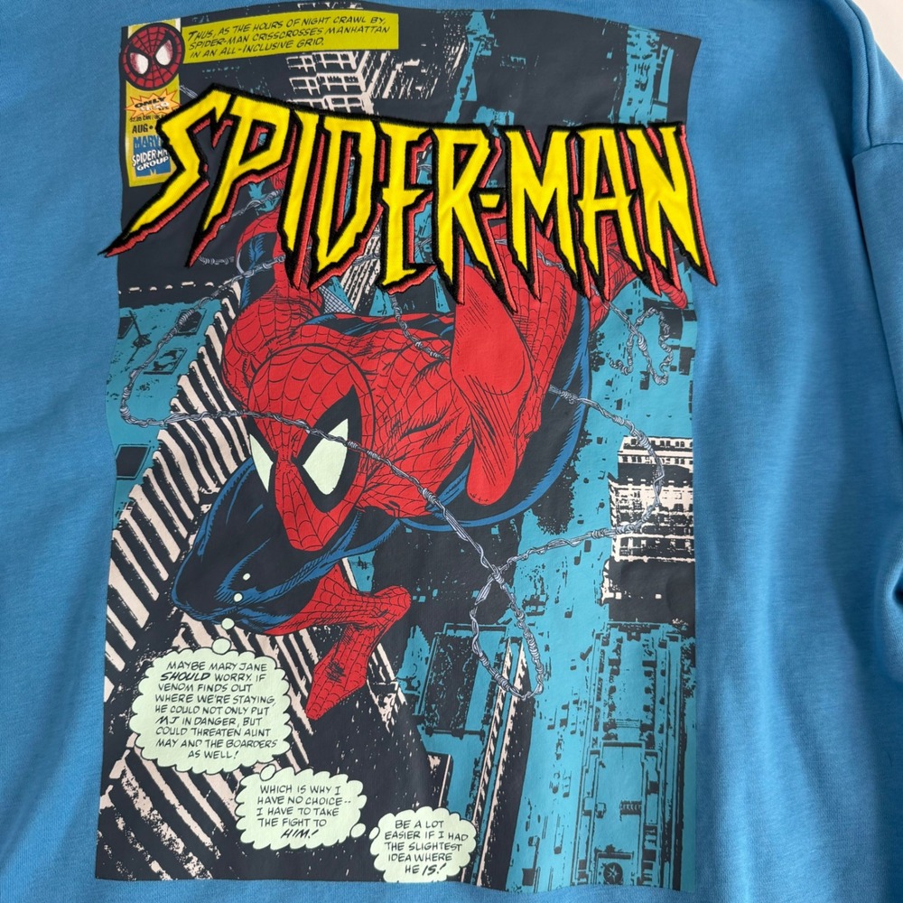 Marvel Spider-Man Hoodie Pullover Blue Graphic Sweatshirt Aeropostale Large